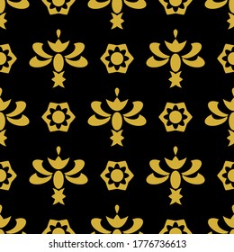 seamless damask pattern with gold color. simple ornament or decoration for interior design like wall art