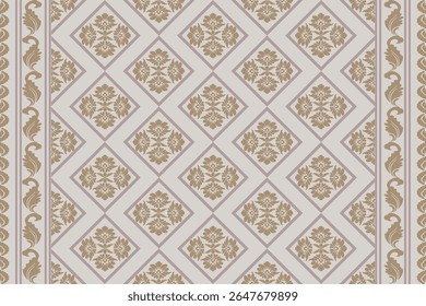 seamless damask pattern, gold diamond
