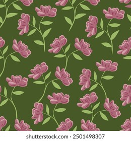 Seamless damask pattern, green and blue classic wallpaper. Ornamental border. Vector seamless pattern.