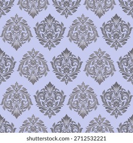 patrón de damasco sin costuras con elemento floral abstracto gris, diseño vintage, Ilustración vectorial elegante para textiles, papel de pared, ropa de cama, alfombra, cortina, cubierta de cojín, tela de tapicería, abrigo, barroco