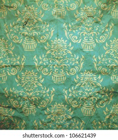 Seamless damask pattern with grunge texture