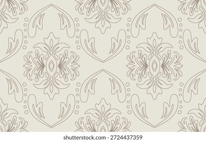 Patrón de damasco sin costuras con diseño floral Ikat. Bordado oriental de Vector inspirado en los estilos azteca y barroco. Perfecto para la tela, ropa, moda, decoración y texturas de azulejos.