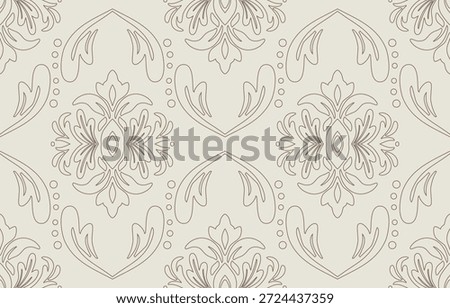 Seamless Damask pattern with Ikat floral design. Vector oriental embroidery inspired by Aztec and Baroque styles. Perfect for fabric, clothing, fashion, decoration, and tile textures.