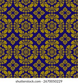 Seamless damask pattern with intricate. Perfect for creating continuous backgrounds.
