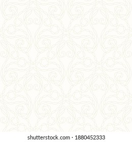 Seamless damask pattern on a beige vector background. Minimalism, wallpaper, lace fabric