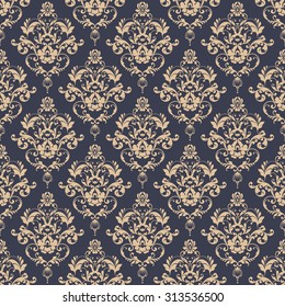 Seamless damask pattern. Ornamental background with pattern