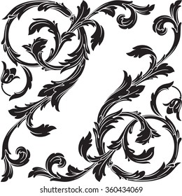 Seamless damask pattern. Ornamental background with pattern. Medieval floral seamless in damask style for design