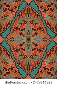 Seamless damask pattern with ornamental flowers. Vintage floral ornament. Background for wallpaper, textile, carpet and any surface. 