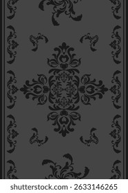 A seamless damask pattern in shades of grey, featuring ornate floral and scroll motifs. Ideal for backgrounds, wallpaper, textiles, or elegant design projects.