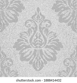 Seamless damask pattern. Silvery shabby background texture for wallpaper, fabric, tiles