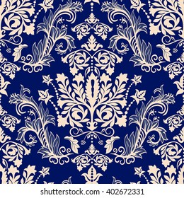 Seamless damask pattern. Two color background