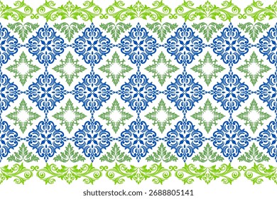 Seamless Damask Pattern, Vector Background, Decorative Wallpaper, Art, Ornament, Fabric, Vintage.
