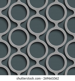 Seamless Damask Pattern. Vector Circle Background. Gray Regular Texture