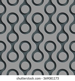Seamless Damask Pattern. Vector Circle Background. Gray Regular Texture