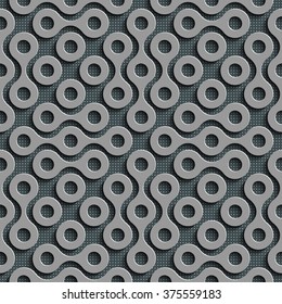 Seamless Damask Pattern. Vector Circle Background. Gray Regular Texture
