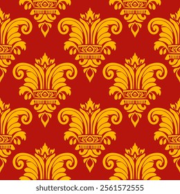 Seamless damask pattern. Vector illustration. Can be used for wallpaper, pattern fills, web page background, surface textures. Seamless oriental pattern in the style of baroque.