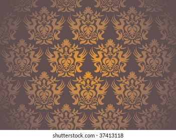 Seamless damask pattern, vector illustration