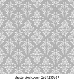 Seamless damask pattern. Vintage ornament, curls and leaves. Background for wallpaper, invitations and cards in a classic style.