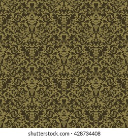 Seamless damask pattern. Vintage ornamental bronze background with victorian pattern