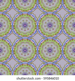 Seamless damask pattern. Vintage ornamental background with victorian pattern in pink and blue colors. Vector illustration.