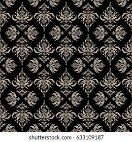 Seamless damask pattern. Vintage ornamental background with victorian pattern in neutral colors. Vector illustration.