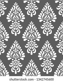 seamless damask pattern, vintage wallpaper classic style of baroque, floral decorative gray background for design, texture, wall, fabric and silk, vector illustration
