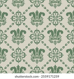 Seamless damask pattern. Vintage wallpaper in the Baroque style. Vector classical luxury old fashioned damask ornament, seamless texture for wallpapers, textile, wrapping.