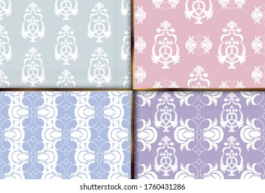 Papel de pared de patrón de damasco sin costura. Decoración vintage de estilo victoriano. Diseño de la superficie de impresión de passtales