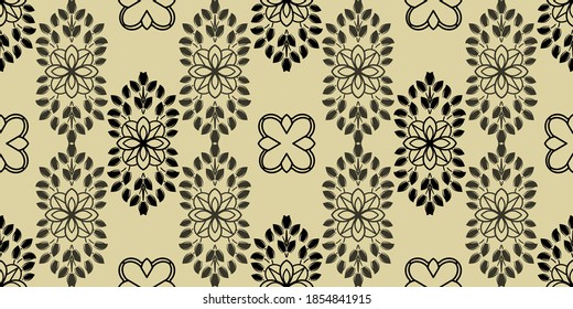 Seamless damask pattern wallpaper. Vintage decor in Victorian style.