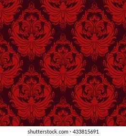 Seamless damask retro Wallpaper in red Colors for Design