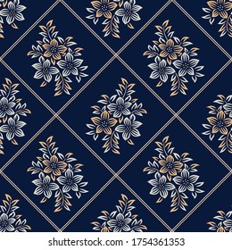Seamless damask small floral pattern design