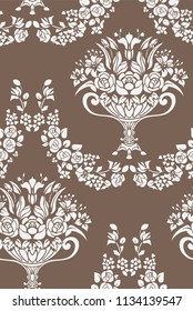 seamless damask vector vintage pattern flowery vase