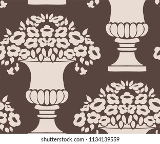 seamless damask vector vintage pattern flowery vase