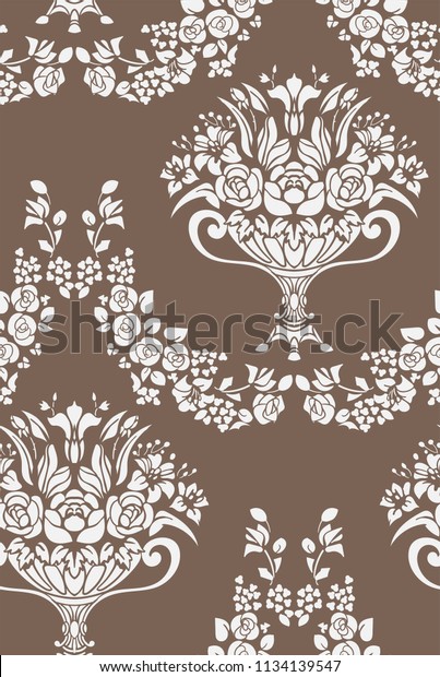 Seamless Damask Vector Vintage Pattern Flowery Stock Vector