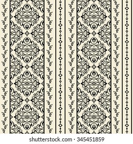 seamless damask wallpaper in black and beige