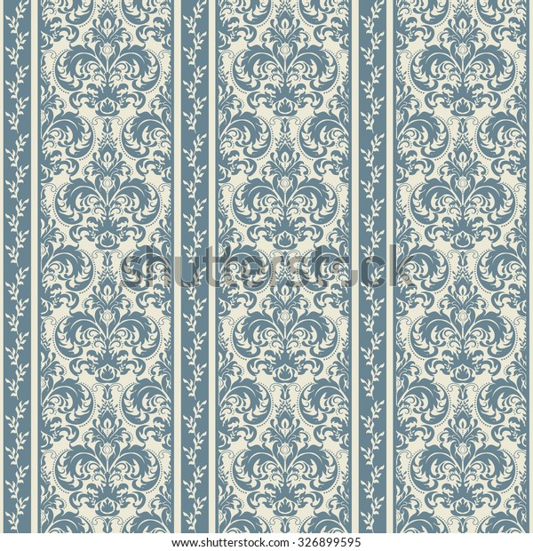 Seamless Damask Wallpaper Blue Beige Stock Vector (Royalty Free