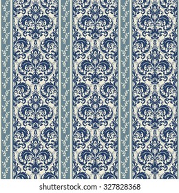 seamless damask wallpaper in dark blue and beige
