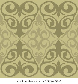 Seamless Damask wallpaper /Damask wallpaper on olive background