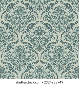 Seamless Damask Wallpaper. Seamless oriental pattern. Classic vintage background. Turkish, Indian, Islam, Arabic motif.