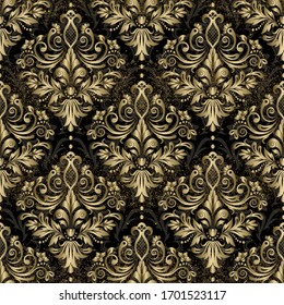 Nahtlose Damast-Tapete. Nahtloses Muster mit Damast-Ornament. Vektorillustration Vintage Blumen nahtlose Muster Element.