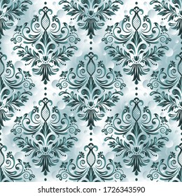 Seamless Damask Wallpaper. Seamless pattern with damask ornament. Blue color