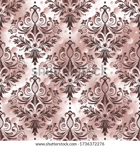 Seamless Damask Wallpaper. Seamless pattern with damask ornament. Pink color