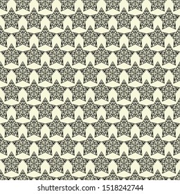 Seamless damask wallpaper. Stars vintage pattern . Hand drawn floral pattern. Shabby chic Vector illustration