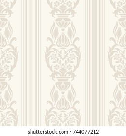 Seamless Damask Wallpaper Stripes Seamless Vintage Stock Vector