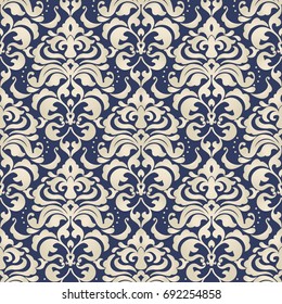 Seamless damask wallpaper. Seamless vintage pattern in Victorian style . Hand drawn floral pattern. Vector illustration.