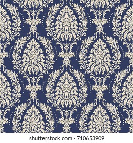 Seamless damask wallpaper. Seamless vintage pattern in Victorian style . Hand drawn floral pattern. Vector illustration.