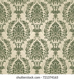 Seamless damask wallpaper. Seamless vintage pattern in Victorian style . Hand drawn floral pattern. Vector illustration.