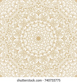 Seamless damask wallpaper. Seamless vintage pattern in Victorian style . Hand drawn floral pattern. Mandala. Vector illustration