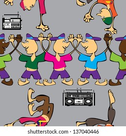 seamless dancing boys on gray background