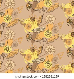 Seamless dandelion pattern, with dusk color to make different looks